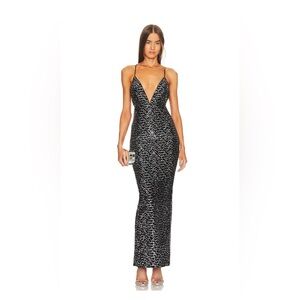 Michael Costello x REVOLVE Gina Gown in Black And Silver